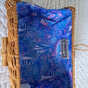 Lilly Pulitzer Woven Rattan Glasses Case/Clutch in Tan It's a Sailabration